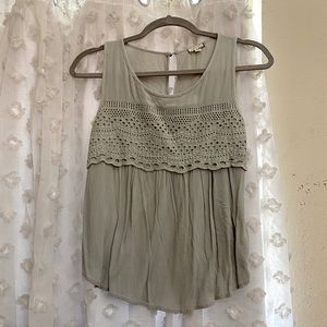 Eyeshadow Sage Light Taupe Green Light Gray Eyelet Embroidered Small Blouse
